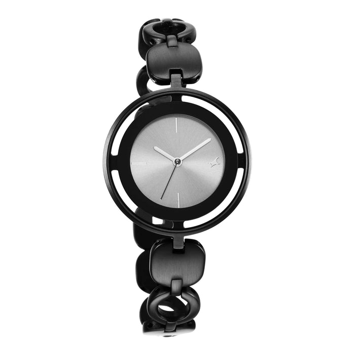 Glitch Grey Dial Black Brass Strap Watch 6237NM01