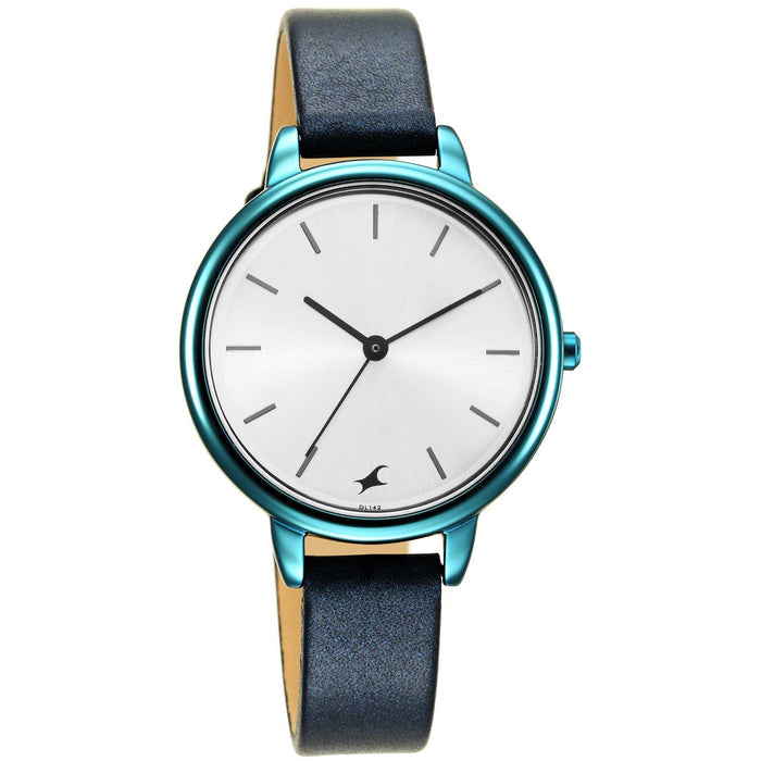 Glitch Silver Dial Blue Leather Strap Watch 6234QL01