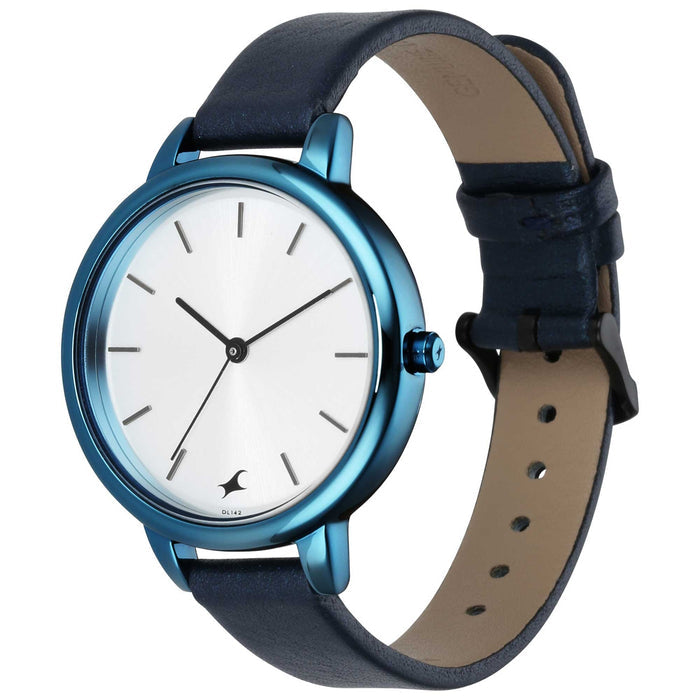Glitch Silver Dial Blue Leather Strap Watch 6234QL01