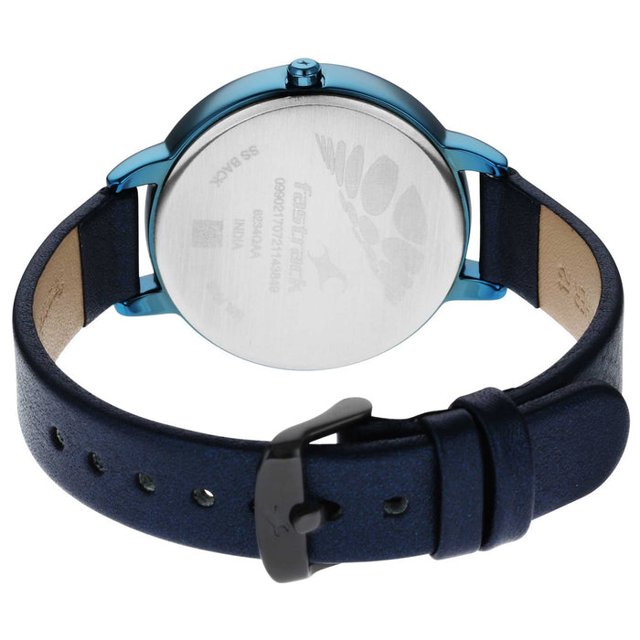 Glitch Silver Dial Blue Leather Strap Watch 6234QL01