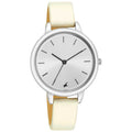 Glitch Silver Dial Silver Leather Strap Watch