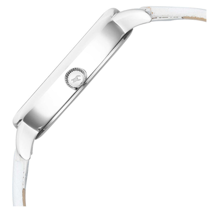 Glitch Silver Dial Silver Leather Strap Watch