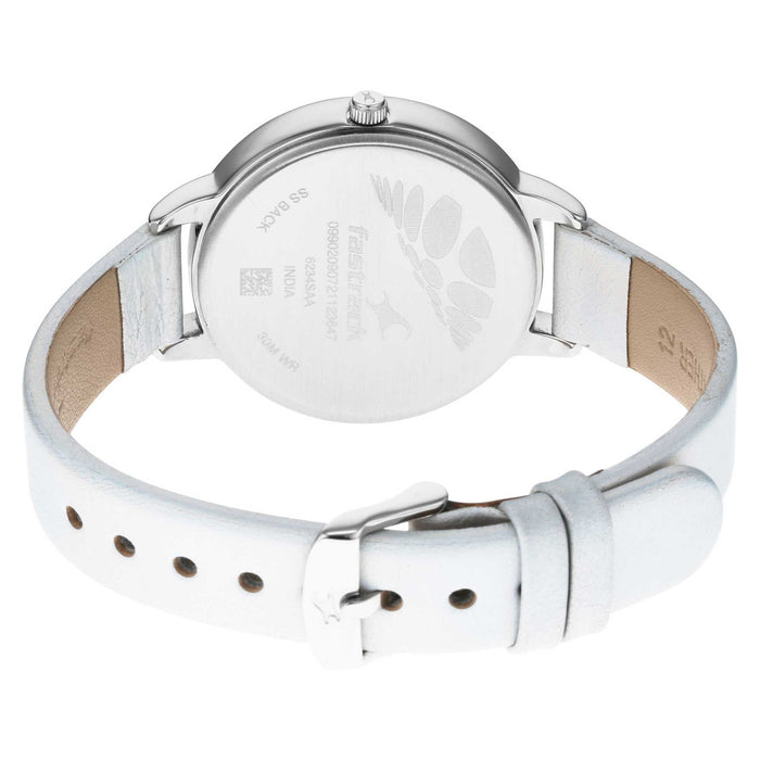 Glitch Silver Dial Silver Leather Strap Watch