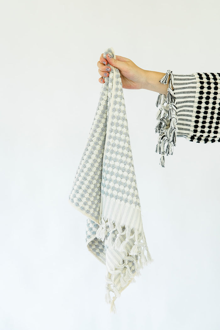 Grey Pom Pom Hand Towel