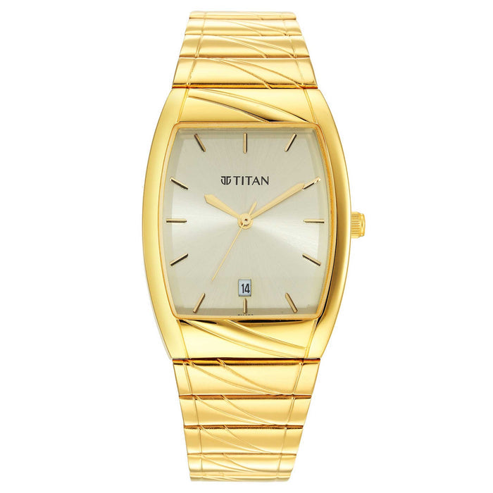 Karishma Champagne Dial Brass Strap Watch 9315YM05