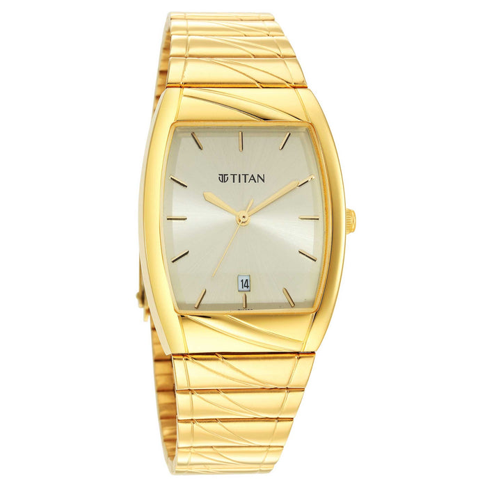 Karishma Champagne Dial Brass Strap Watch 9315YM05