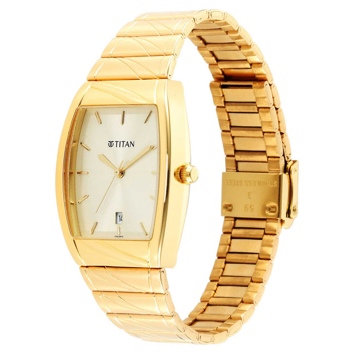 Karishma Champagne Dial Brass Strap Watch 9315YM05