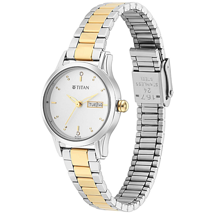 Lagan Silver Dial Metal Strap Watch