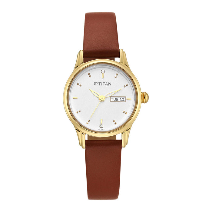 Lagan White Dial Leather Strap Watch 2656YL01