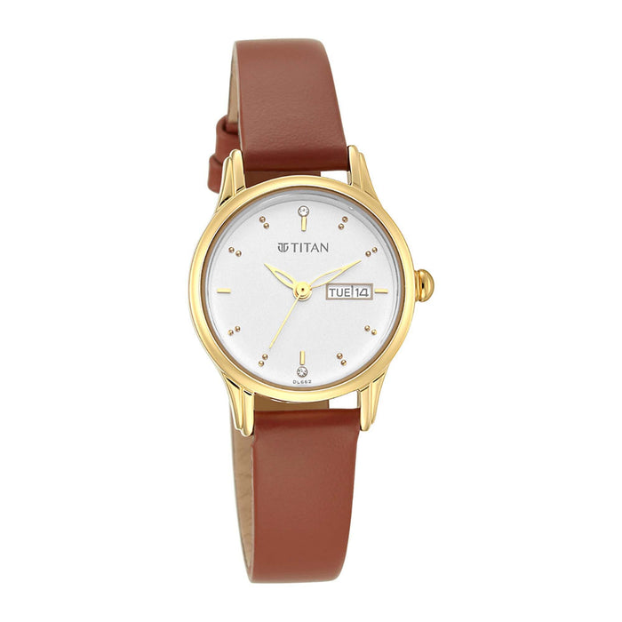 Lagan White Dial Leather Strap Watch 2656YL01