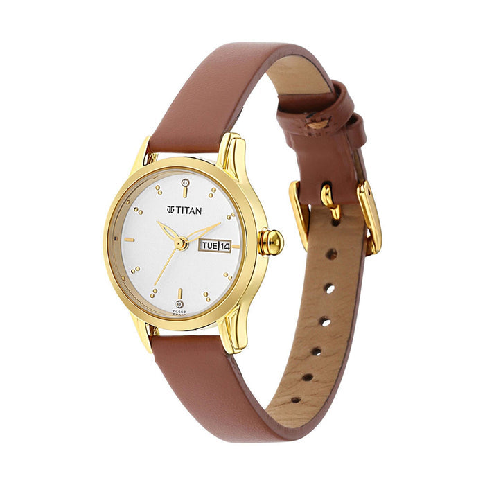 Lagan White Dial Leather Strap Watch 2656YL01
