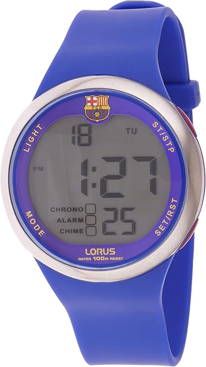Lorus Barça Mens Digital Quartz Watch With Rubber Bracelet R2331Hx9