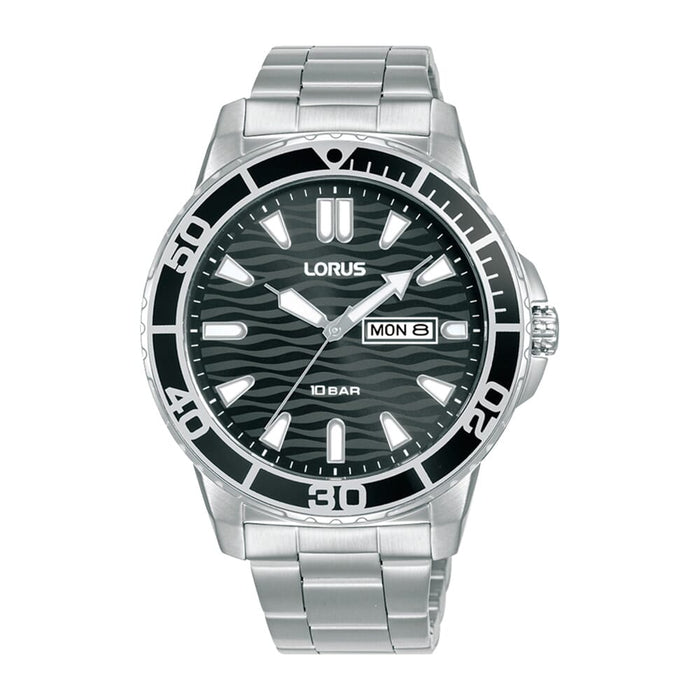 Lorus Black sunray dial stainless steel watch for men RH355AX9