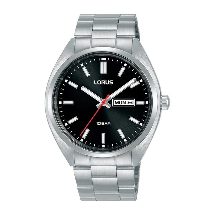 Lorus Black sunray dial stainless steel watch for men RH363AX9