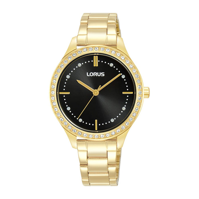Lorus Black sunray dial stainless steel watch for women RG230XX9