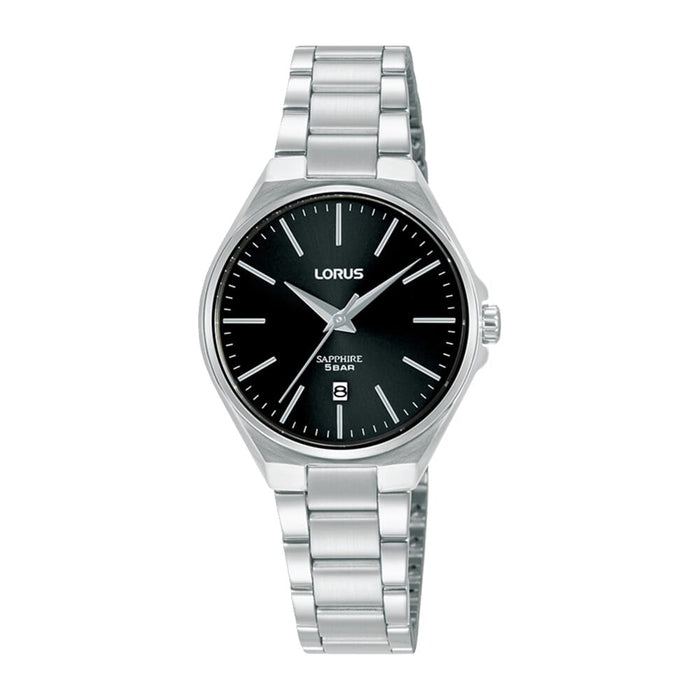 Lorus Black sunray dial stainless steel watch for WOmen RJ265BX9