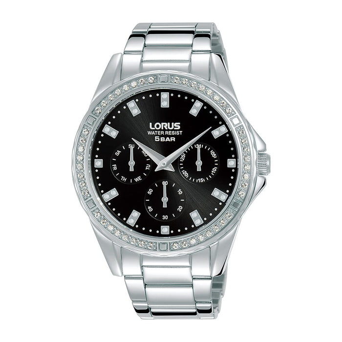Lorus Black sunray dial stainless steel watch for women RP637DX9