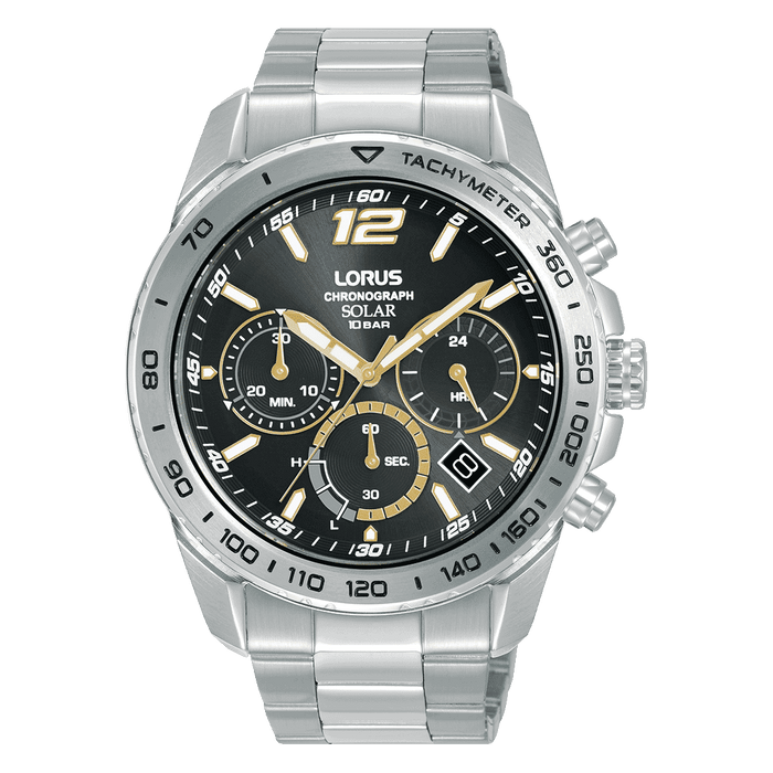 Lorus Chronograph Black dial Stainless Steel Watch for men's RZ509AX9
