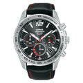Lorus Chronograph Black sunray dial Leather Watch for men's RZ515AX9