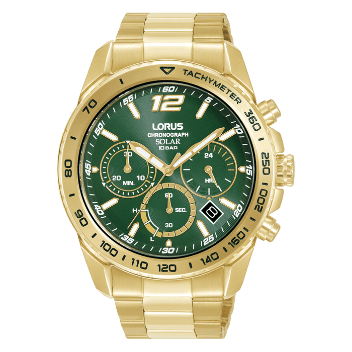 Lorus Chronograph Dark green sunray dial Stainless Steel Watch for men's RZ514AX9