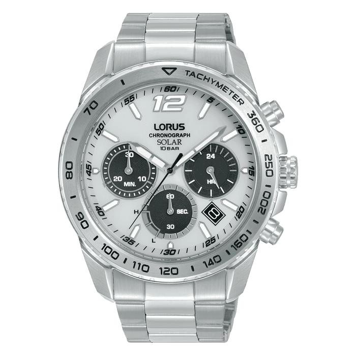 Lorus Chronograph White sunray dial Stainless Steel Watch for men's RZ513AX9