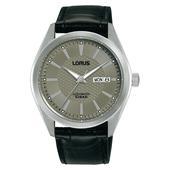 Lorus Classic Grey sunray dial Leather Strap Watch for men's RL489BX9