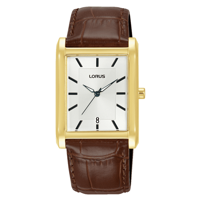 Lorus Classic Silver white sunray dial Leather Strap Watch for men's RH940RX9