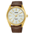 Lorus Classic Silver white sunray dial Leather Strap Watch for men's RL490BX9