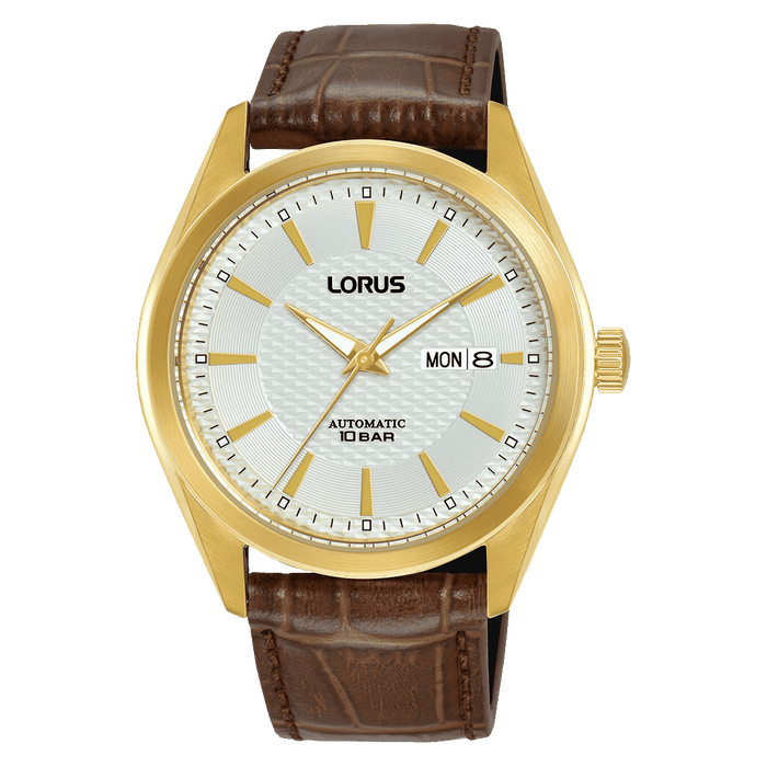 Lorus Classic Silver white sunray dial Leather Strap Watch for men's RL490BX9