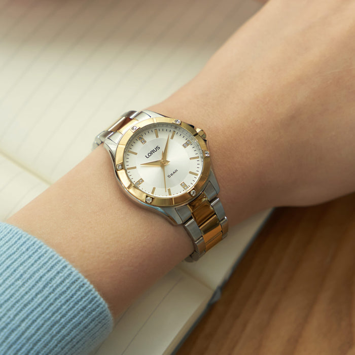 Lorus Classic Stainless steel  White sunray dial Watch for women RG280XX9