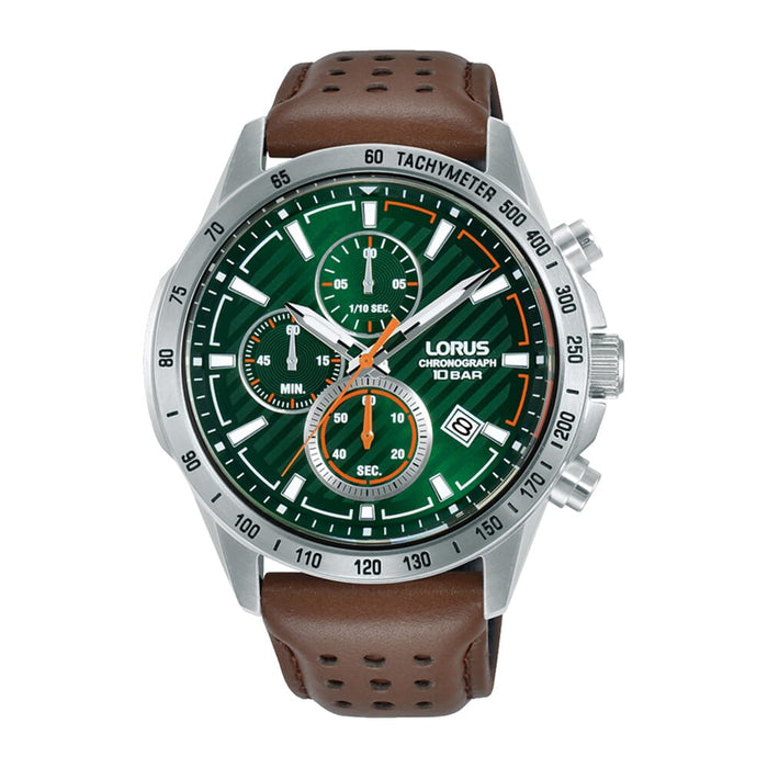 Lorus dark green dial stainless steel watch for men RM303JX9