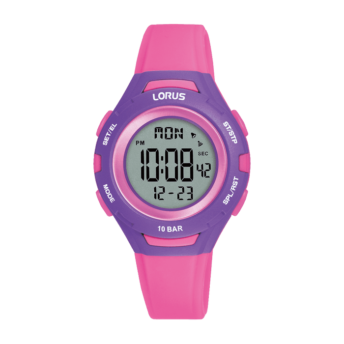 Lorus Digital Dial silicone Pink Strap Watch for Man R2395PX9