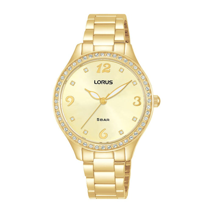Lorus Light champagne sunray dial stainless steel watch for women RG234TX9