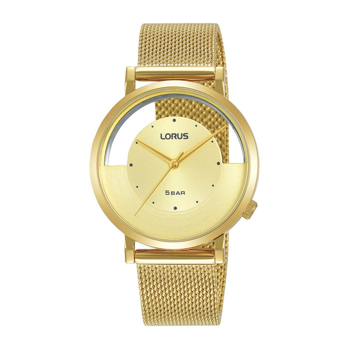 Lorus Light champagne sunray dial stainless steel watch for women RG274SX9