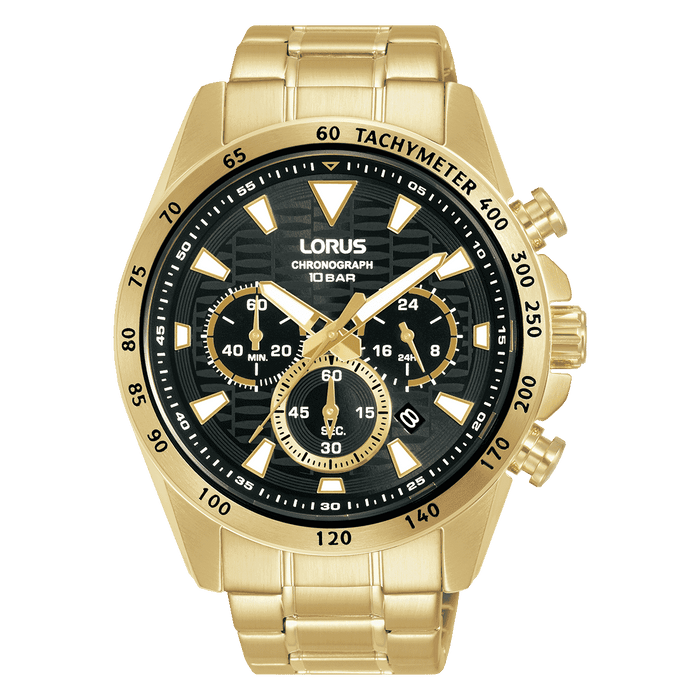 Lorus Sports Black dial Stainless Steel Watch for men's RT358KX9