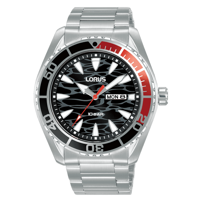 Lorus Sports Stainless steel Black sunray dial Watch for men's RH381AX9