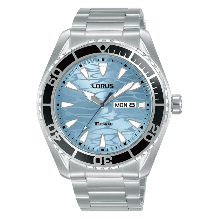 Lorus Sports Stainless steel Ice blue sunray dial Watch for men's RH389AX9
