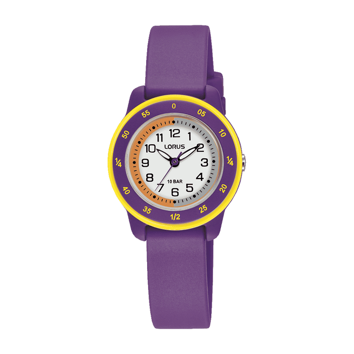 Lorus White dial silicone Strap Watch for Girls RRX55JX9