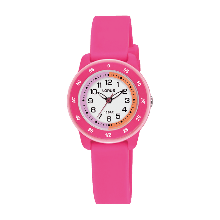 Lorus White dial silicone Strap Watch for Girls RRX57JX9