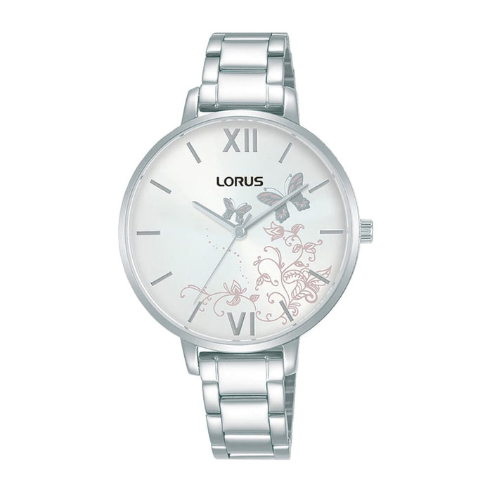 Lorus White sunray dial stainless steel watch for women RG201TX9
