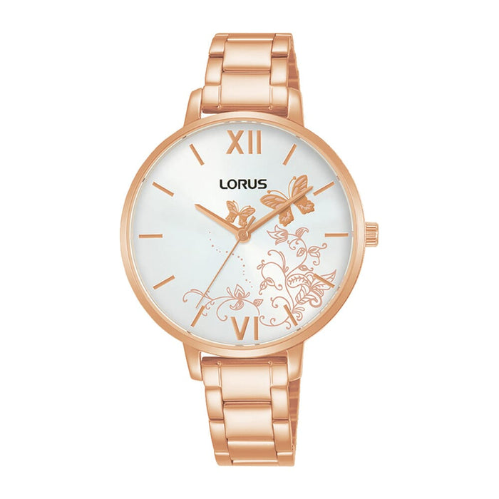 Lorus White sunray dial stainless steel watch for women RG296SX9