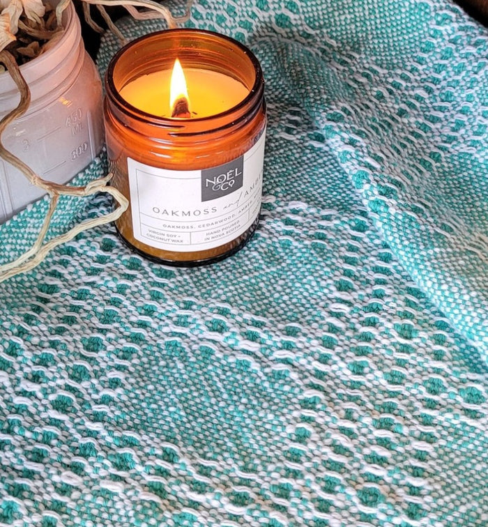 Cotton Flake Turquoise and White