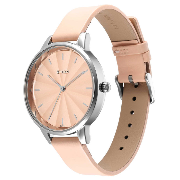 Neo Pink Dial Leather Strap Watch for Women 2648SL07