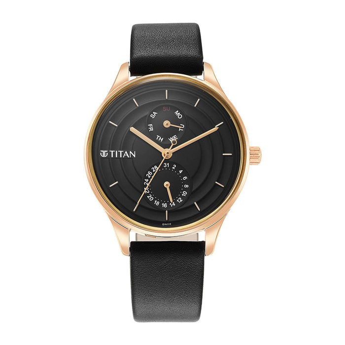 Neo Workdays Black Dial Leather Strap Watch 2670WL07