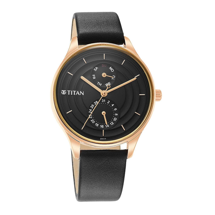 Neo Workdays Black Dial Leather Strap Watch 2670WL07
