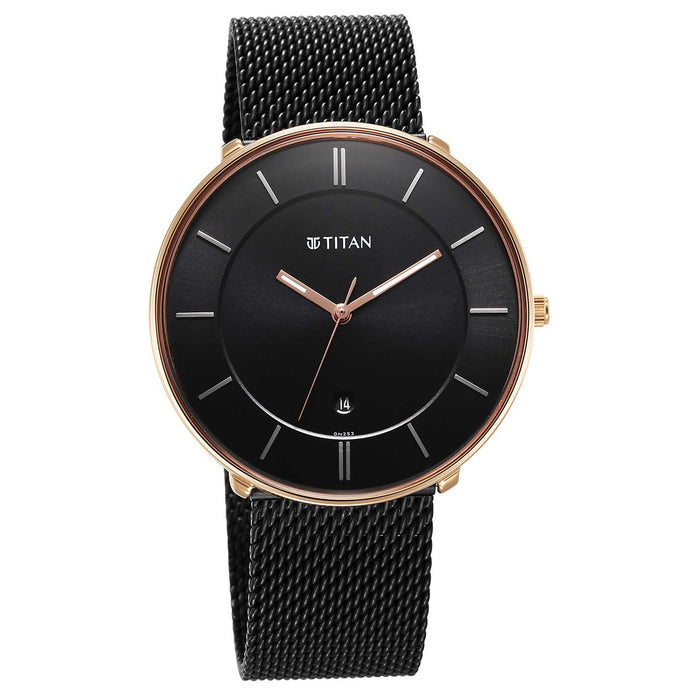 Noir Black Dial Metal Strap Watch 1849KM03