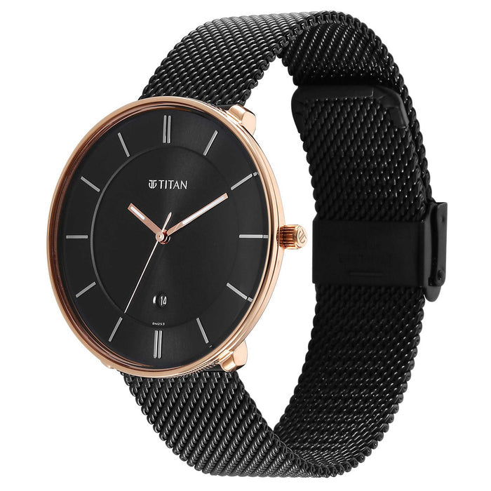 Noir Black Dial Metal Strap Watch 1849KM03