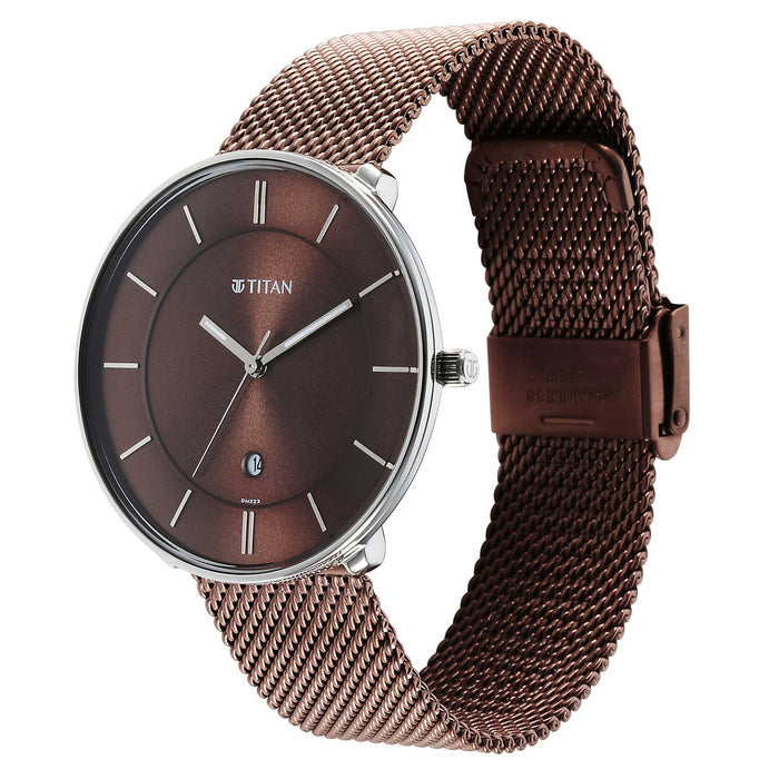 Noir Brown Dial Metal Strap Watch 1849KM02