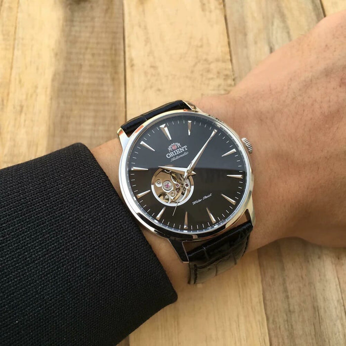 Orient Open Heart Leather Strap Watch for Men SAG02004B0