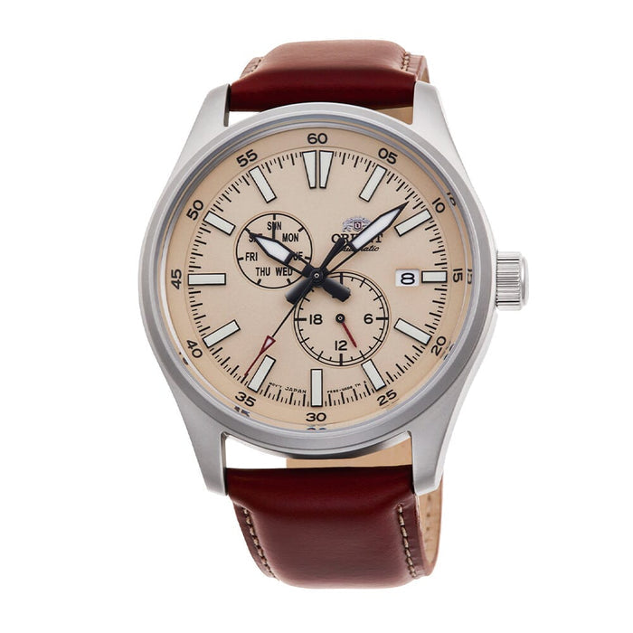 Orient Sports Beige Dial Leather Strap Automatic Watch for Men's RA-AK0405Y30B